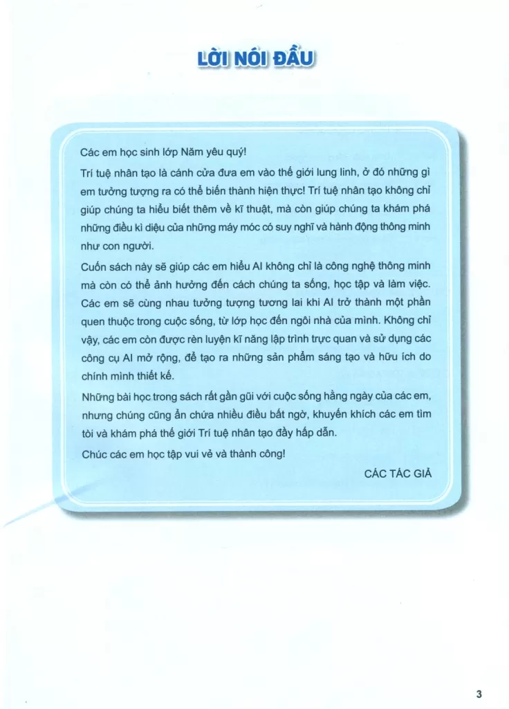 TRÍ TUỆ NHÂN TẠO LỚP 5